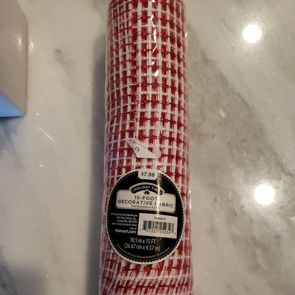 Holiday Time 15‎ Foot Decorative Red Fabric 10.5" X 15'